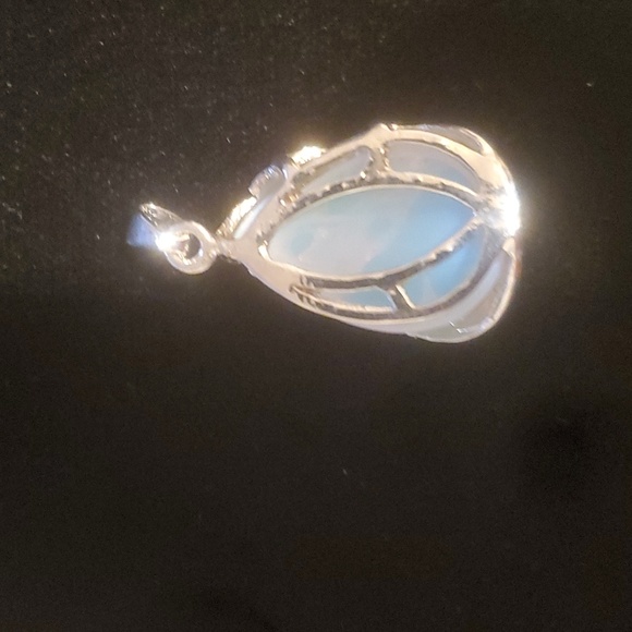 New Silver Wrapped Opalite Peacock Pendant. - Picture 7 of 11